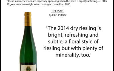 2014 Dry Riesling featured in New York Times- Summer Wines: 20 for $20