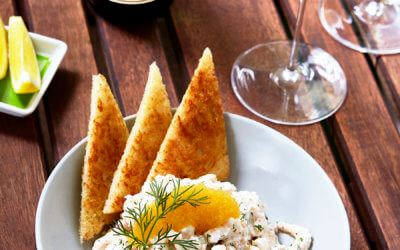Ulrika’s Skagen Röra (Swedish shrimp salad) paired with Dry Riesling